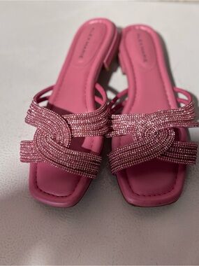 Alex Marie Pink Crystal Knot Slide Sandals